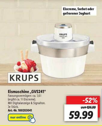 Lidl Krups Eismaschine ,,GVS241 Angebot