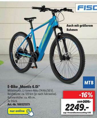 Lidl E-Bike ,,Montis 6.0i Angebot