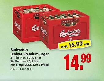 Markant Budweiser Budvar Premium Lager Angebot