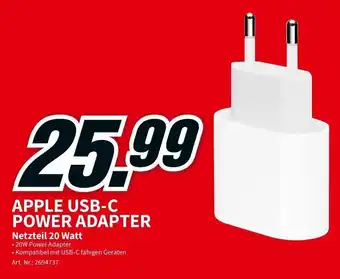 MediaMarkt Apple Power Adapter USB-C 20W Angebot