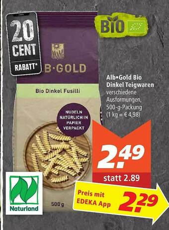 Marktkauf Alb Gold Bio Dinkel Teigwaren Angebot