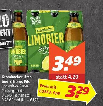 Marktkauf Krombacher Limpbier Zitrone Pils Angebot