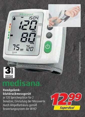 Marktkauf Handgelenk-blutdruckmessgerät Medisana Angebot