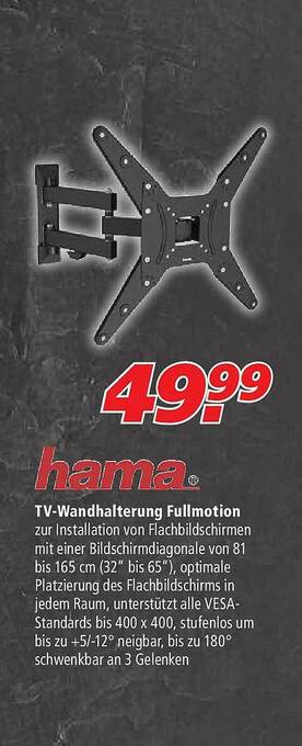 Marktkauf Hama Tv-wandhalterung Fullmotion Angebot