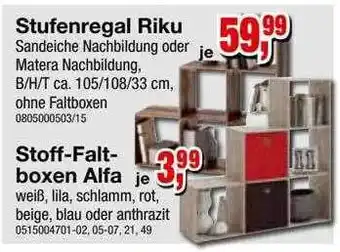 Möbelfundgrube Stufenregal riku oder stoff-faltboxen alfa Angebot