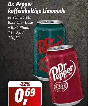 Simmel Dr. pepper koffeinhaltige limonade Angebot