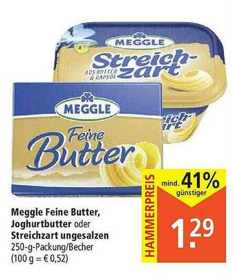 Marktkauf Meggle Feine Butter Joghurtbutter Oder Streichzart Ungesalzen Angebot