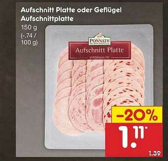 Netto Marken-Discount Aufschnitt Platte Oder Geflügel Aufschnittplatte Angebot