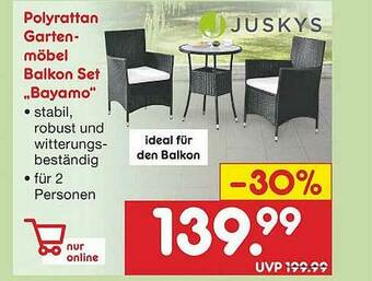 Netto Marken-Discount Juskys Polyrattan Gartenmöbel Balkon Set „bayamo” Angebot