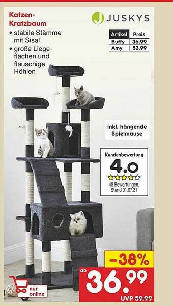 Netto Marken-Discount Juskys Katzen-kratzbaum Angebot