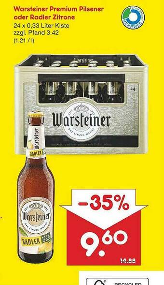 Netto Marken-Discount Warsteiner Premium Pilsener Oder Radler Zitrone Angebot