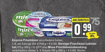 Scheck-in-Center Exquisa Frischkäse Körniger Frischkäse Laktose-frei Oder Miree Frischkäsezubereitung Angebot