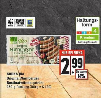 Scheck-in-Center Edeka Bio Original Nürnberger Rostbratwürste Angebot