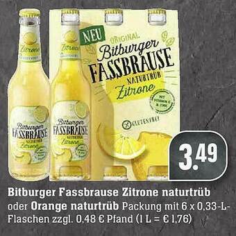 Scheck-in-Center Bitburger Fassbrause Zitrone Naturtrüb Angebot