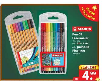 Famila Nord West Stabilo Pen 68 Fasermaler Oder Point 88 Fineliner Angebot