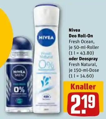 REWE Nivea Deo Roll-on 50 ml Roller oder Deospray 150 ml Dose Angebot