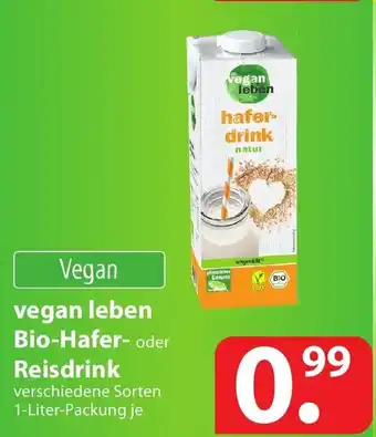 Famila Nord Ost Vegan leben Bio-Hafer oder Reisdrink 1L Angebot