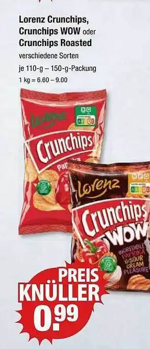 V Markt Lorenz crunchips, crunchips wow oder roasted Angebot