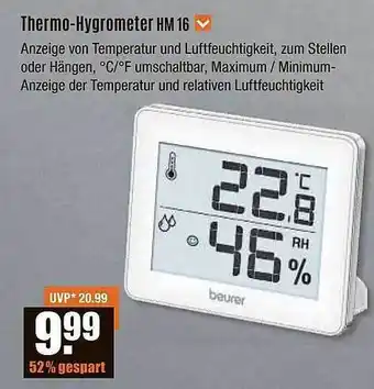 V Baumarkt Thermo-hygrometer hm 16 beurer Angebot