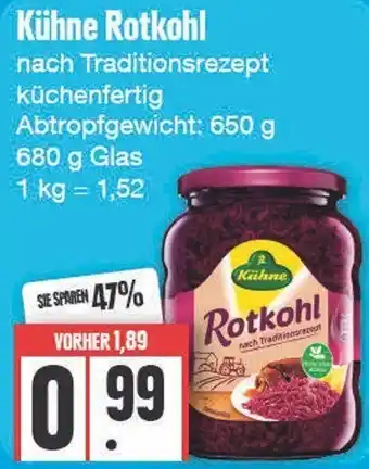 Edeka Frischemarkt Kühne Rotkohl 680 g Glas Angebot