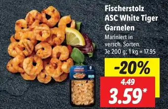 Lidl Fischerstolz ASC White Tiger Garnelen 200 g Angebot