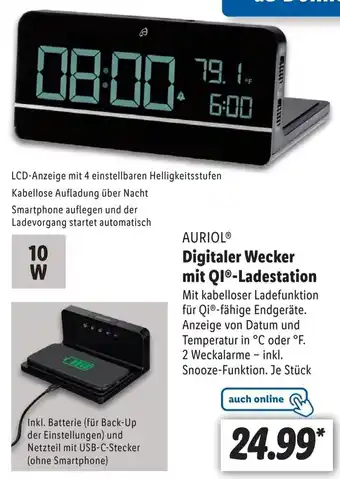 Lidl Auriol Digitaler Wecker mit QI®-Ladestation Angebot