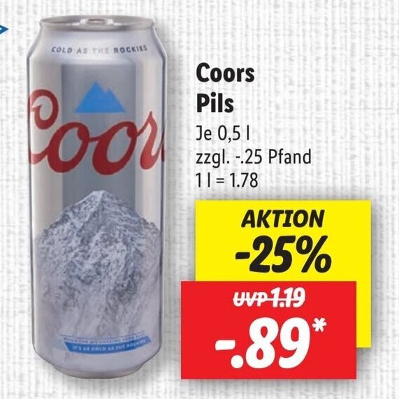 Coors Pils Angebot bei Lidl