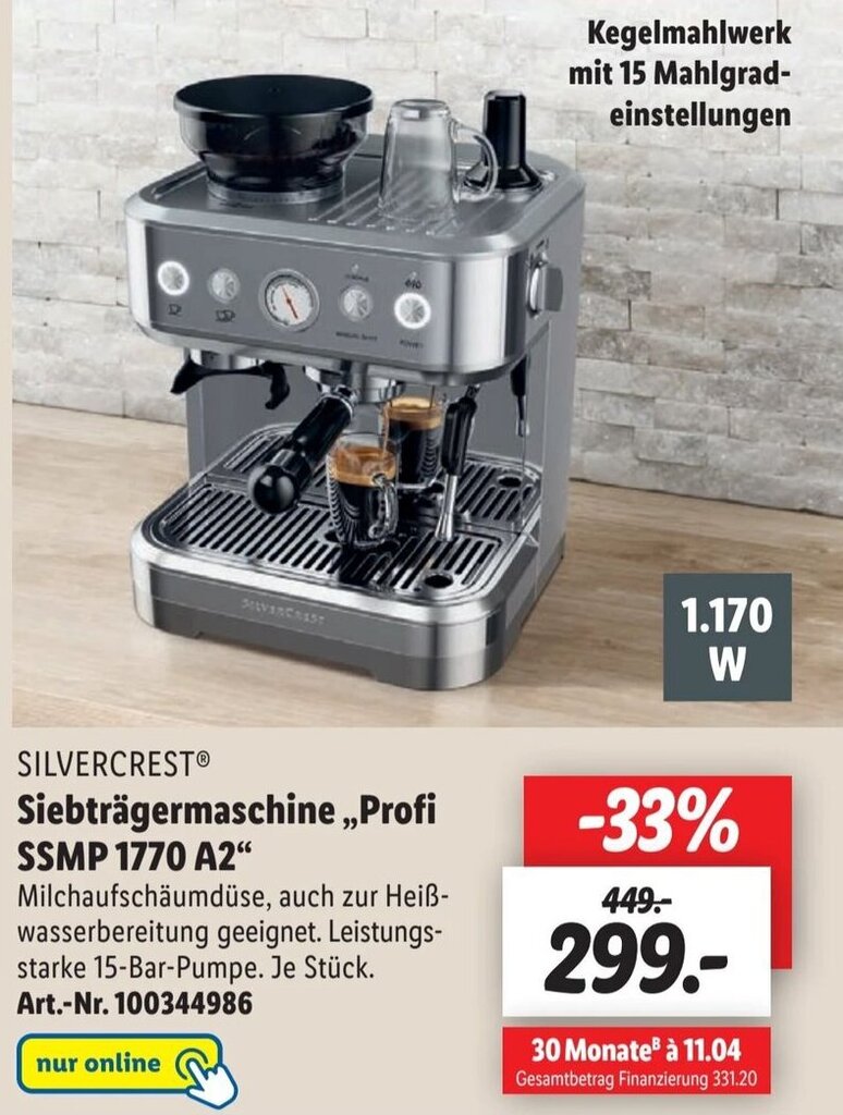 Fabelhafte Silvercrest Profi Siebträgermaschine Ssmp 1770 A2 Bild