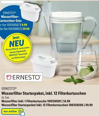 Lidl Ernesto Wasserfilter Starterpaket,inkl.12 Filterkartuschen Angebot