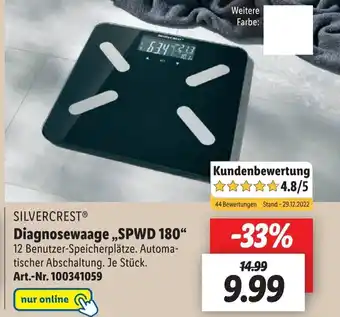 Lidl Silvercrest Dianosewaage,,SPWD 800 kl. Angebot