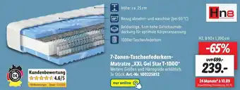 Lidl 7-Zonen Taschenfederkern Matratze XXL Gel Start T-1000 Angebot