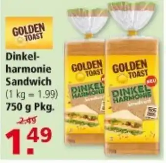 Multi Markt Golden Toast Dinkelharmonie Sandwich 750g Angebot