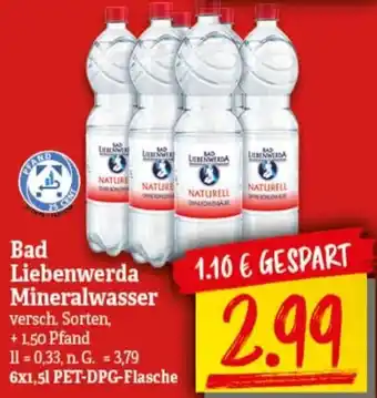 nah & gut Bad Liebenwerda Mineralwasser 6x1,5 L-PET-DPG Flasche Angebot