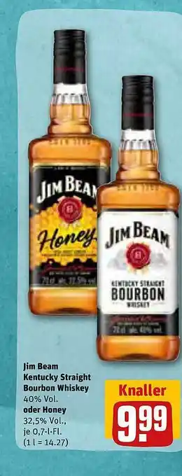 REWE Kaufpark Jim beam kentucky staught bourbon whiskey oder honey Angebot