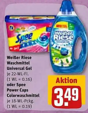 REWE Kaufpark Weißer riese waschmittel universal gel oder spee power caps colorswaschmittel Angebot