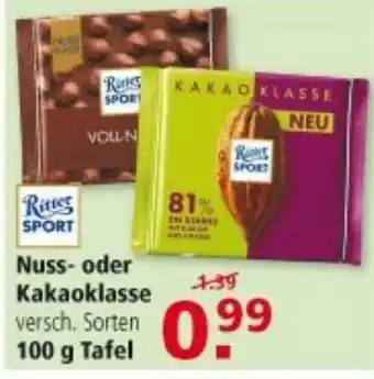 Multi Markt Ritter Sport Nuss oder Kakaoklasse 100g Angebot