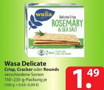 Famila Nord Ost Wasa Delicate Crisp, Cracker oder Rounds 150-235g Angebot