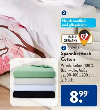 Aldi Süd Dormia Spannbetttuch Cotton Angebot