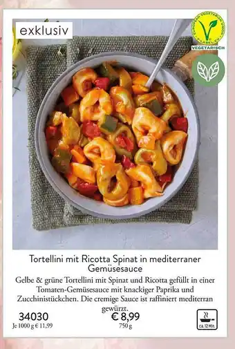 Eismann Tortellini mit ricotta spinat in mediterraner gemüsesauce Angebot