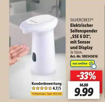 Lidl Silvercrest elektrischer seifenspender ssed mit sensor und display Angebot