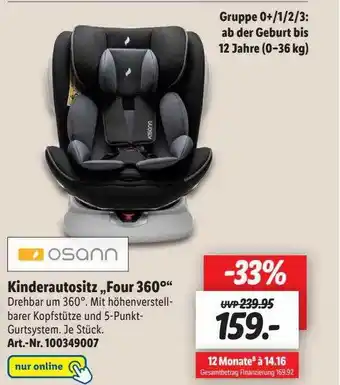 Lidl Osann kinderautositz „four 360°“ Angebot