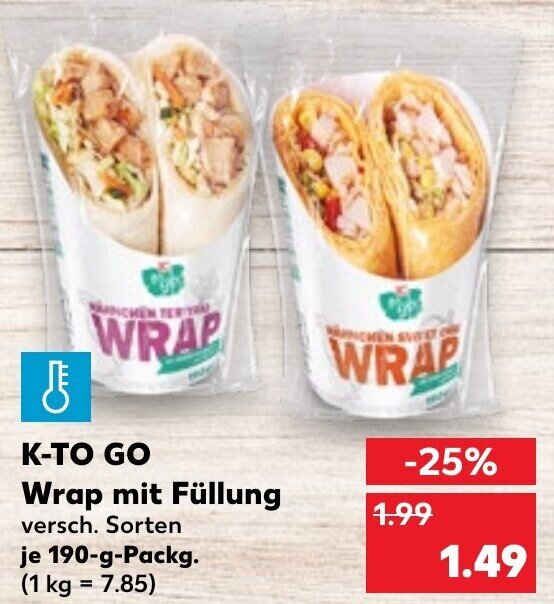 Kto go Wrap mit Füllung 190 g Packg. Angebot bei Kaufland