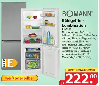 Famila Nord Ost Bomann Kühlgefrierkombination KG7331 Angebot