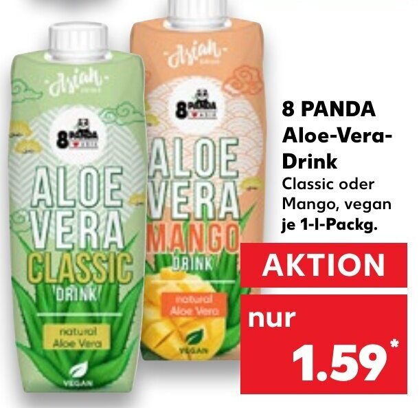 8 Panda Aloe Vera Drink 1 L Packg. Angebot bei Kaufland
