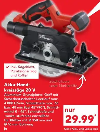 Kaufland My Project Akku Handkreissäge 20 V Angebot