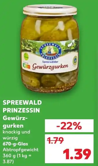 Kaufland Spreewald Prinzessin Gewürzgurken 670 g Glas Angebot