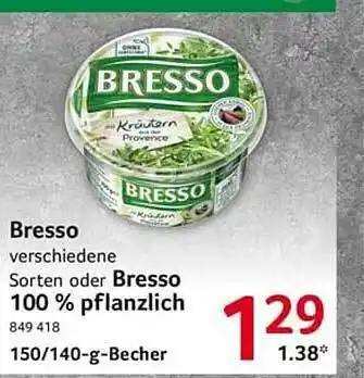 Selgros Bresso oder bresso 100% pflanzlich Angebot