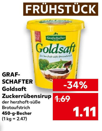 Kaufland Grafschafter Goldsaft Zuckerrübensirup 450 g Becher Angebot