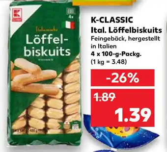 Kaufland K-Classic Ital. Löffelbiskuits 4 x 100 g Packg. Angebot