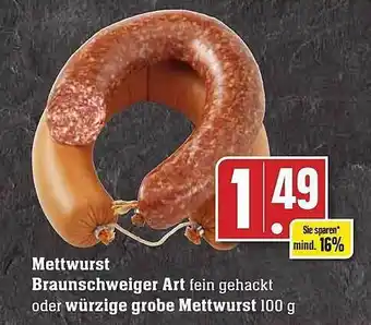 Edeka Mettwurst braunchweiger art oder würzige grobe mettwurst Angebot